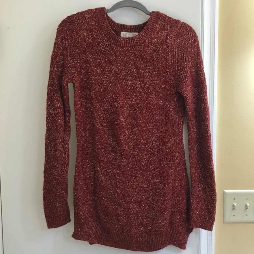 Red Sweater with Gold Detailing